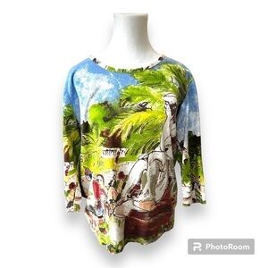 Michael Leu sweater top 100% cotton art to wear size S crewneck artistic knit‍‍‍